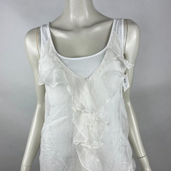 Linq Frost Extra Tank Women XS NWT $120 Cotton Silk Ruffle Layer Top Sleeveless - Picture 6 of 10
